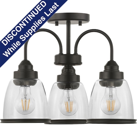 Progress Lighting Saluda Collection 18" Three-Light Semi-Flush Convertible P350109-020